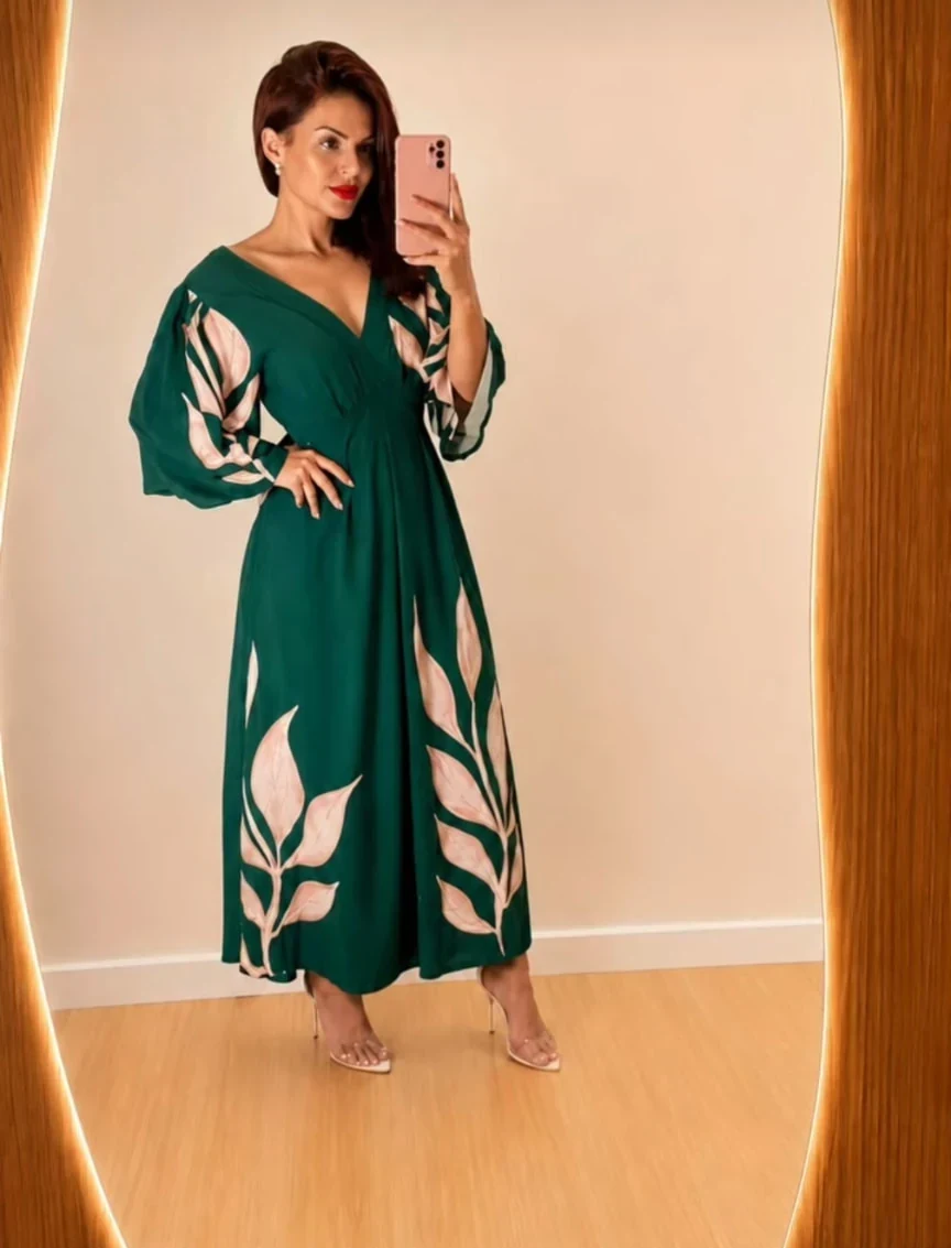 Look verde elegante da Linda Moda Feminina